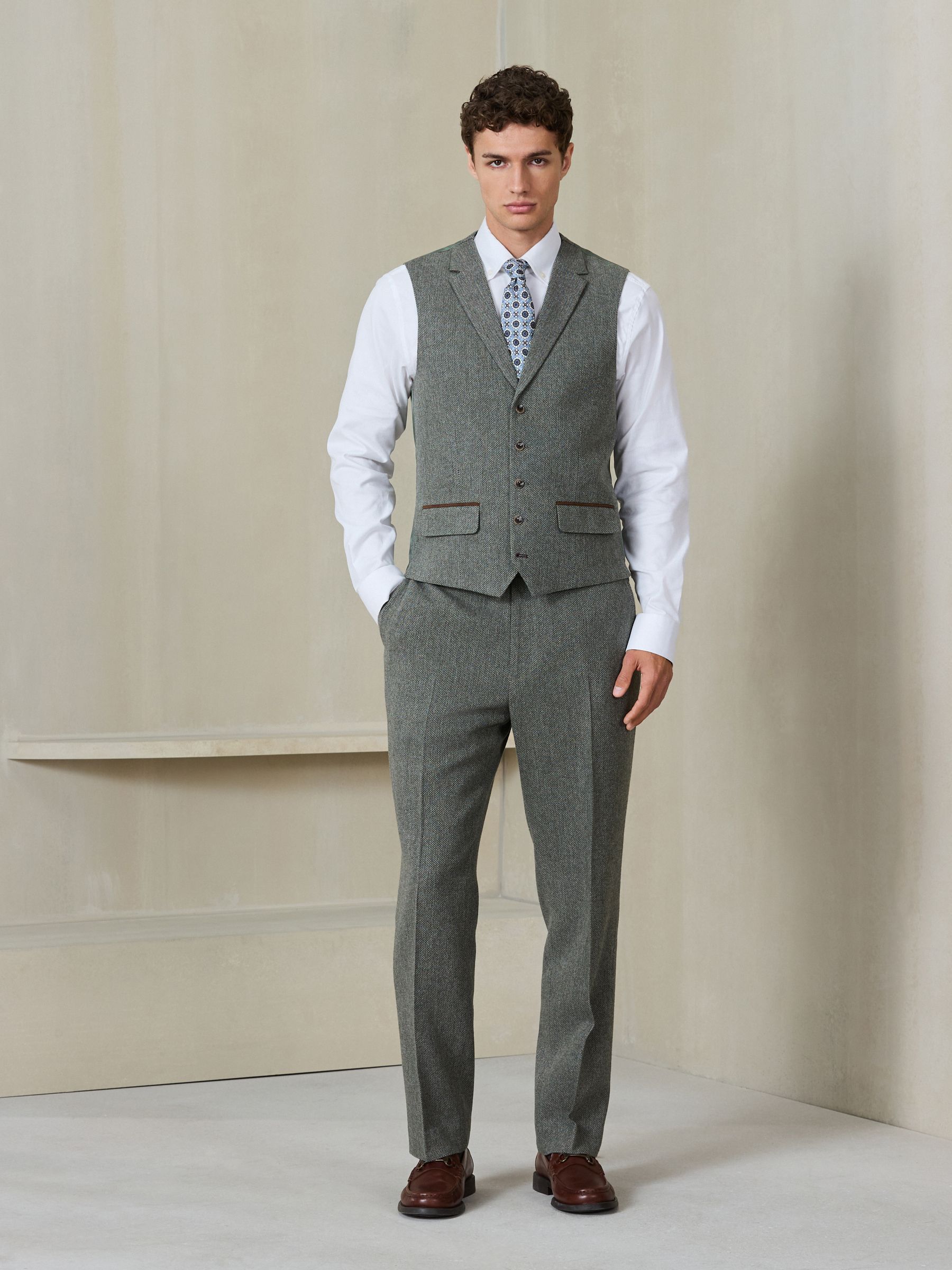 Buy Sage Green Regular Fit Nova Fides Italian Wool Blend Trimmed