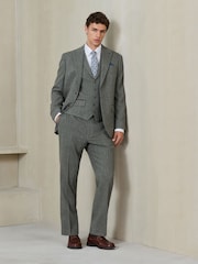 Boja žalfije Zeleno - Regular Fit Nova Fides Italian Wool Blend Trimmed Textured Suit Waistcoat - Slika 3 od 9
