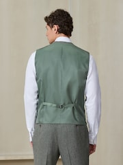 Boja žalfije Zeleno - Regular Fit Nova Fides Italian Wool Blend Trimmed Textured Suit Waistcoat - Slika 4 od 9
