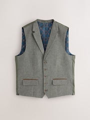 Boja žalfije Zeleno - Regular Fit Nova Fides Italian Wool Blend Trimmed Textured Suit Waistcoat - Slika 6 od 9