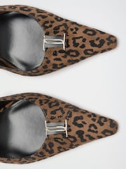 Lipsy Leopard Faux Suede Standard Fit Hardware Trim Detail Slingback Stiletto High Heel Court Shoe - Image 6 of 6