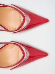Қызыл - Lipsy Perspex патенттелген жасанды былғарыдан жасалған үшкір өкшелі аяқ киімге арналған корттар - 7суретінің 6 суреті