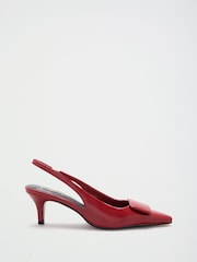 Lipsy Red Standard Fit Mid Heel Covered Buckle Slingback Courts - Image 3 of 7