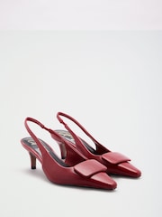 Lipsy Red Standard Fit Mid Heel Covered Buckle Slingback Courts - Image 4 of 7