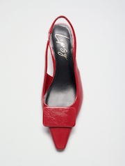 Lipsy Red Standard Fit Mid Heel Covered Buckle Slingback Courts - Image 5 of 7