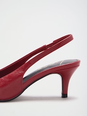 Lipsy Red Standard Fit Mid Heel Covered Buckle Slingback Courts - Image 6 of 7