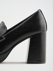 Lipsy Black Platfrom High Heeled Branded Trim Workwear Loafers - Image 5 of 7