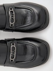 Lipsy Black Platfrom High Heeled Branded Trim Workwear Loafers - Image 7 of 7