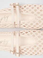 Lipsy Ecru Faux Leather Weave Double Strap Mary Jane Ballerinas - Image 6 of 7