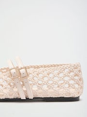 Lipsy Ecru Faux Leather Weave Double Strap Mary Jane Ballerinas - Image 7 of 7