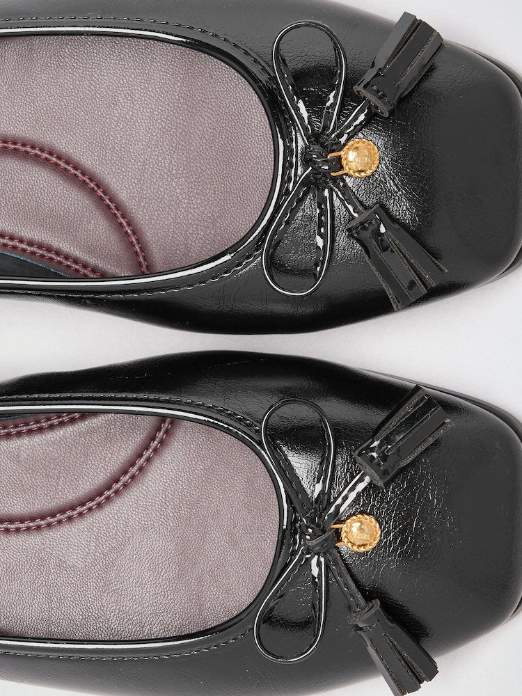Lipsy Black Wide Fit Square Toe Tassle Detail Ballerinas - Image 7 of 7 Lipsy Black Wide Fit Square Toe Tassle Detail Ballerinas - Image 7 of 7
