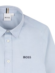 BOSS Blue Logo Long Sleeve Shirt - Image 4 of 4