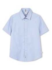 Albastru - BOSS Short Sleeve Collar Shirt - Imaginea 1 din 3