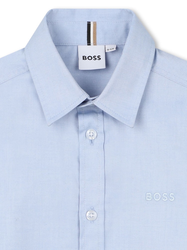 Albastru - BOSS Short Sleeve Collar Shirt - Imaginea 3 din 3