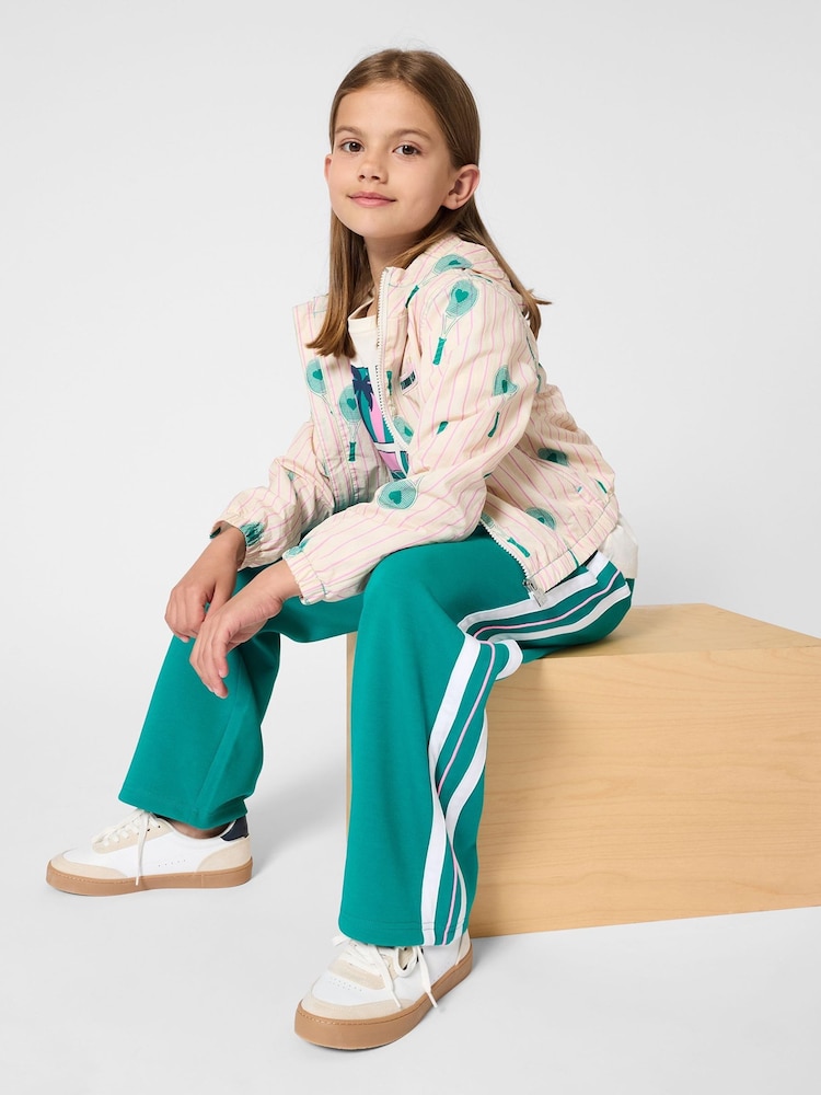 Kids Around Green Wide Leg Joggers With Stripe Detail - Image 1 of 4