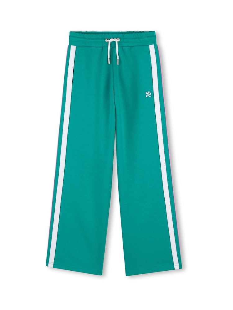 Kids Around Green Wide Leg Joggers With Stripe Detail - Image 2 of 4