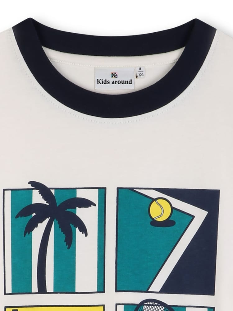 Kids Around Cream Tennis Club Summer Graphic Print Short Sleeve T-Shirt - Image 4 of 4