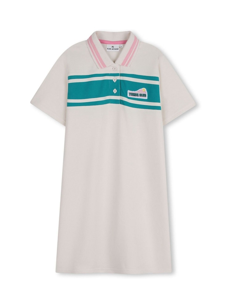 Kids Around Cream Tennis Club Colourblock Short Sleeve Polo Dress - Image 2 of 4
