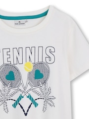 Kids Around Cream Tennis Graphic Print Short Sleeve T-Shirt - Attēls 4 no 4