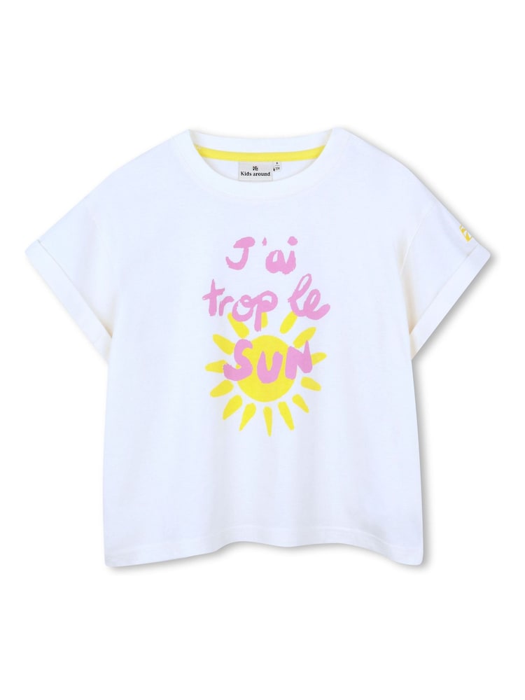 Kids Around White Sun Slogan Summer Graphic Print Short Sleeve T-Shirt - Image 1 of 3 Kids Around White Sun Slogan Summer Graphic Print Short Sleeve T-Shirt - Image 1 of 3