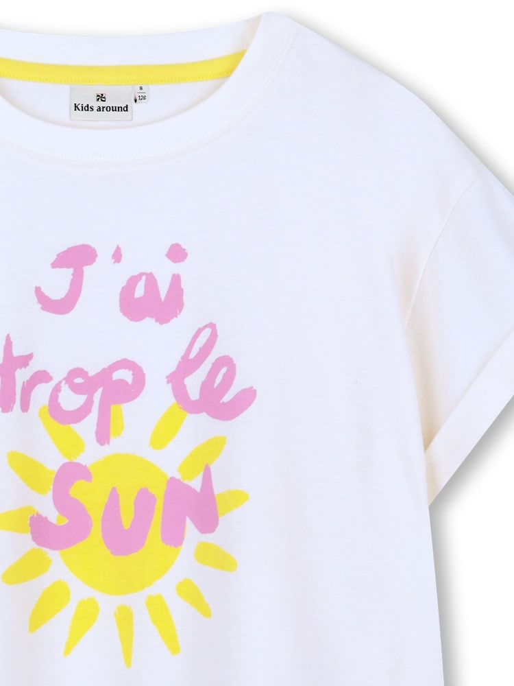 Kids Around White Sun Slogan Summer Graphic Print Short Sleeve T-Shirt - Image 3 of 3 Kids Around White Sun Slogan Summer Graphic Print Short Sleeve T-Shirt - Image 3 of 3