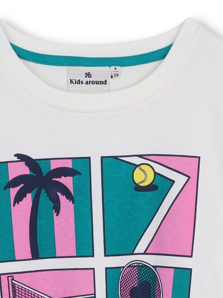 Kids Around Cream Tennis Club Summer Graphic Print Short Sleeve T-Shirt - Image 3 of 3