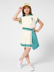 Kids Around Cream Tennis Skirt With Stripe Detail - Image 1 of 5