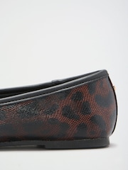 Lipsy Leopard Covered Trim Standard Fit Flat Workwear Ballerinas Shoe - Image 5 of 7