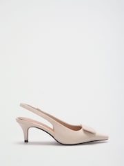 Lipsy Ecru Standard Fit Mid Heel Trim Slingback Courts - Image 3 of 7