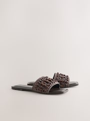 Chocolate Brown Forever Comfort® Beaded Open Toe Mule Sandals - Image 2 of 5