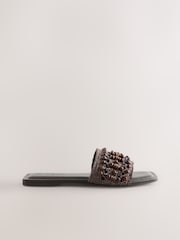 Chocolate Brown Forever Comfort® Beaded Open Toe Mule Sandals - Image 3 of 5