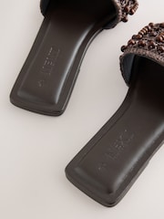 Chocolate Brown Forever Comfort® Beaded Open Toe Mule Sandals - Image 5 of 5