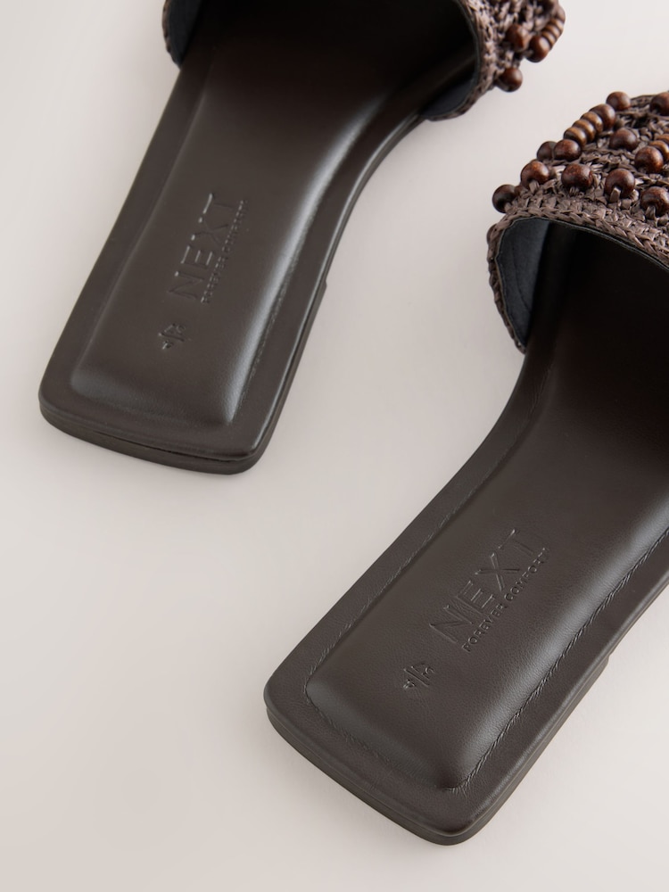 Chocolate Brown Forever Comfort® Beaded Open Toe Mule Sandals - Image 5 of 5 Chocolate Brown Forever Comfort® Beaded Open Toe Mule Sandals - Image 5 of 5