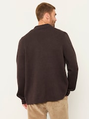 Marron chocolat - Cardigan FatFace en maille à col boutonné sur le devant - Image 2 de 6