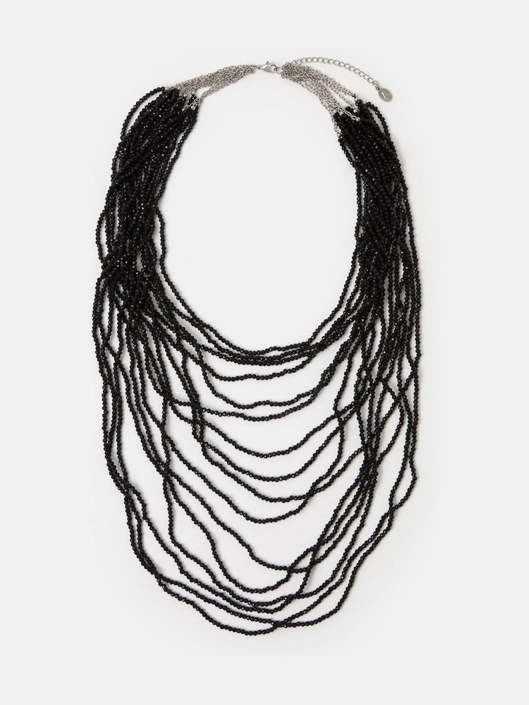 Accessorize Black Beaded Layered Necklace - Image 1 of 2 Accessorize Black Beaded Layered Necklace - Image 1 of 2
