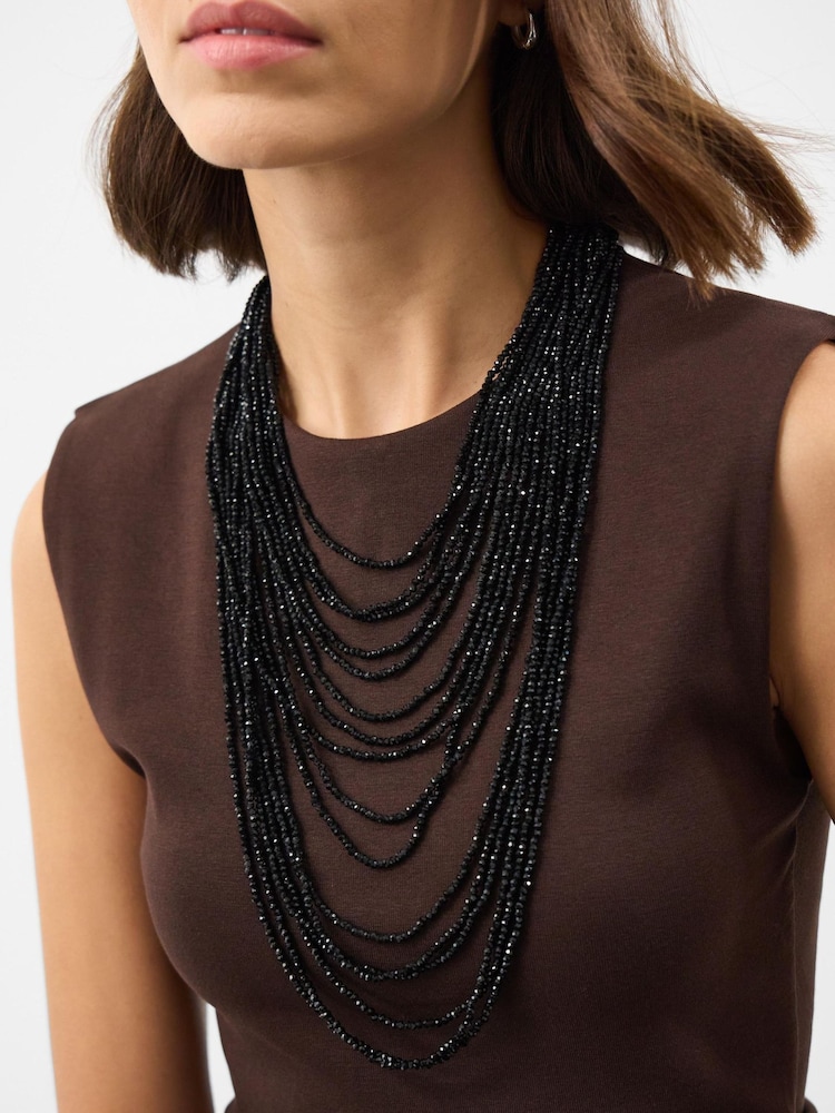 Accessorize Black Beaded Layered Necklace - Image 2 of 2 Accessorize Black Beaded Layered Necklace - Image 2 of 2