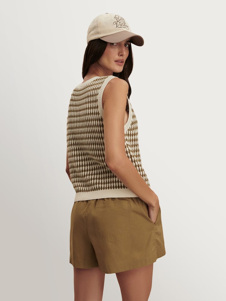 Varley Golden Green Aura Cotton Knit Tank Cardigan - Image 2 of 4 Varley Golden Green Aura Cotton Knit Tank Cardigan - Image 2 of 4