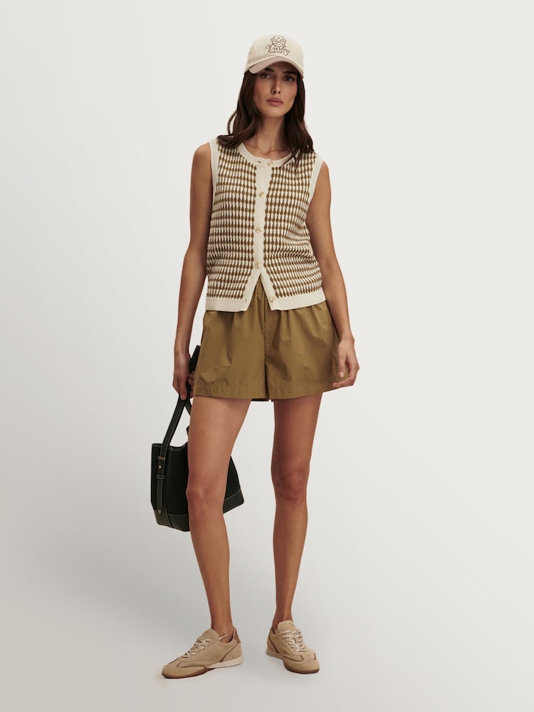 Varley Golden Green Aura Cotton Knit Tank Cardigan - Image 4 of 4 Varley Golden Green Aura Cotton Knit Tank Cardigan - Image 4 of 4