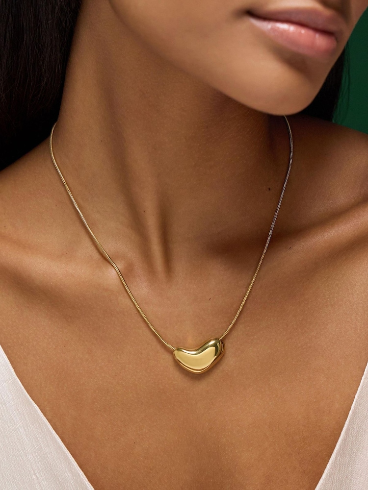 Accessorize Gold Tone Stainless Steel Molten Pendant Necklace - Image 2 of 2