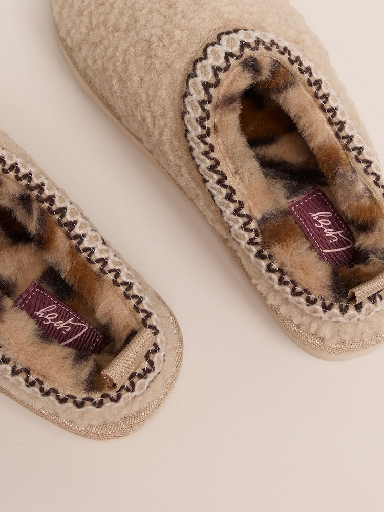 Lipsy Natural Embroidered Tape Faux Fur Lined Borg Platform Slipper Mules - Image 4 of 4 Lipsy Natural Embroidered Tape Faux Fur Lined Borg Platform Slipper Mules - Image 4 of 4