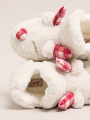 Lipsy Cream Soft Faux Borg Cream Reindeer Slipper Ankle Boots - Image 4 of 4