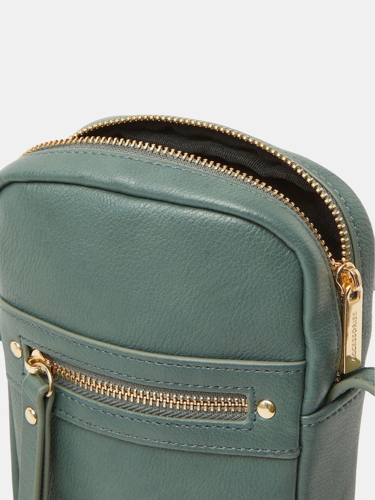 Accessorize Green Faux Leather Crossbody Phone Bag - Image 2 of 2
