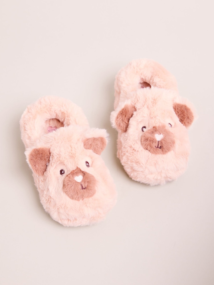 Lipsy Cream Faux Fur Bear Slip On Slippers Mules - Image 1 of 4 Lipsy Cream Faux Fur Bear Slip On Slippers Mules - Image 1 of 4