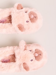 Lipsy Cream Faux Fur Bear Slip On Slippers Mules - Image 4 of 4