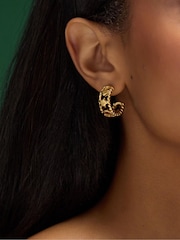 Accessorize Gold Stainless Steel Celestial Cut-Out Hoop Earrings - Image 2 of 2