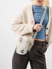 Accessorize Cream Floral Embroidered Phone Bag - Image 1 of 3