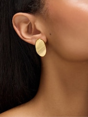 Accessorize Gold Stainless Steel Fluid Oval Stud Earrings - Image 2 of 2