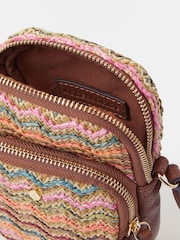 Accessorize Brown Stripe Raffia Phone Bag - Image 2 of 2