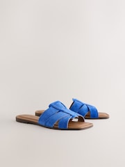 Cobalt Blue Standard/Wide Fit Forever Comfort® Stitched Mule Sandals - Image 2 of 5