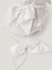 Monsoon White Pearl Bow Bag & Hair Clip Set - Image 3 of 3